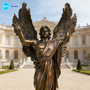 Sculture di Angeli Maschili in Bronzo Personalizzate con Stampa UV ed Elettroplaccatura a Grandezza Naturale Nobili ed Eleganti per Decorazioni Esterne - Product Image 6