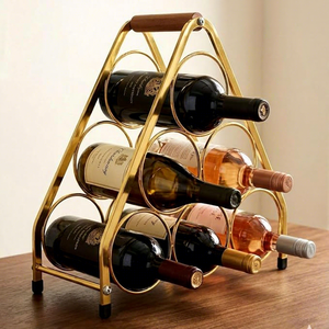 Moderno Portavasos de Vino de Latón con Asa de Madera Maciza, Diseño Minimalista para Muebles del Hogar - Product Image 5