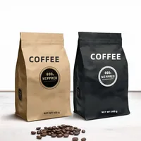 Pochettes avec logo imprimé personnalisé Sac de café à fermeture éclair Sac noir en plastique Bopp pour animaux de compagnie Sacs à fond plat anti-odeur