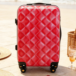 Ensemble de bagages légers à 4 roues en ABS et PC, imperméable, avec logo OEM personnalisé, texture cuir matelassée simple, 3 pièces, valises rigides à roulettes pour voyage - Product Image 3