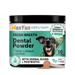 Hanyun OEM/ODM poudre dentaire pour animaux de compagnie de marque privée en gros suppléments pour soins bucco-dentaires soutient l'haleine fraîche des chiens et garde les dents propres - Product Image 1