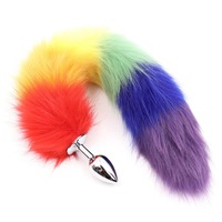 Coloré arc-en-ciel queue de renard Plug Anal dans les jeux pour adultes en acier inoxydable plaisir Anal perle godemichet Anal stimulateur
