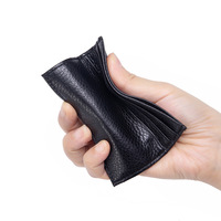 Porte-cartes ultra-fin en cuir véritable pleine fleur avec plusieurs emplacements, étui compact et simple pour cartes de crédit et de visite pour femme
