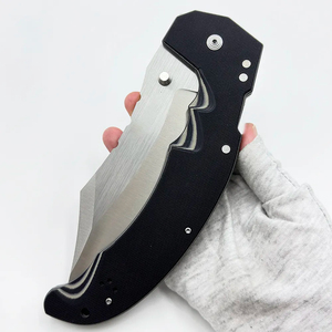 Cuchillo Plegable Industrial de Acero Inoxidable HL Personalizable OEM, Hoja 8Cr13 Sheepsfoot, Mango G10, Cuchillo de Camping DIY - Product Image 5