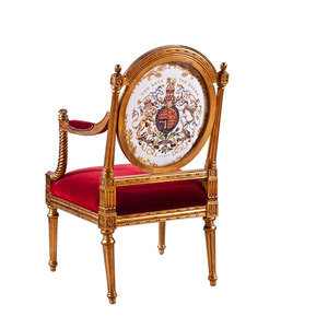 Poltrona Classica di Lusso Personalizzabile in Mogano Fatta a Mano con Vernice a Foglia d'Oro e <span class=keywords><strong>Spugna</strong></span> ad Alta Resilienza <span class=keywords><strong>per</strong></span> Hotel, Sala da Pranzo e Soggiorno - Product Image 6