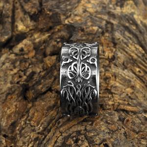 Men's Titanium Steel <b>Ring</b> Viking <b>Celtic</b> Knot Dragon Pattern Hip Hop Fashion Jewelry Gift Round Geometric Design - Product Image 4