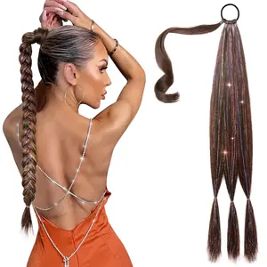 Synthetic Long Ponytail Hair Extensions DIY Braided Ponytail With Rubber Band Hair