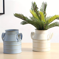 Vas Bunga Kering Gaya Pitcher Susu Vintage, Pot Bunga Gaya Pitcher Dua Pegangan, Dekorasi Bunga Buatan, Ember Bunga