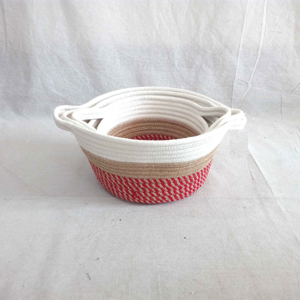 cotton rope basket with ear handle for diaper changing basket nursery make up organizer towel storage gift basket