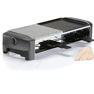 Grill BBQ 1200W Carré Électrique <span class=keywords><strong>Raclette</strong></span> Grill <span class=keywords><strong>Rond</strong></span> <span class=keywords><strong>pour</strong></span> 6/8 Personnes avec Plaque en Fonte/ Pierre - Product Image 2