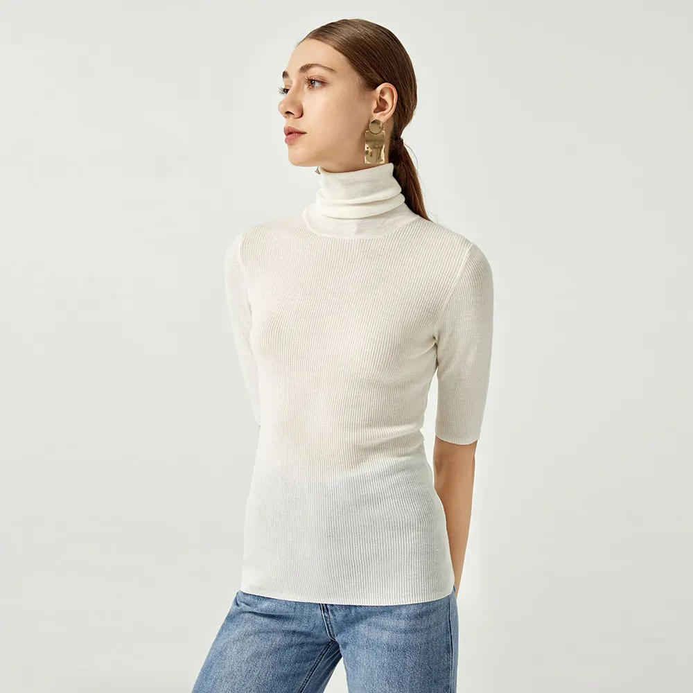 High Quality Women's Autumn And Winter Pipe Collar Cashmere Unsershirt Half Sleeve High Collar Turtleneck Wool Sweater Women