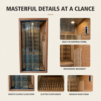 Sauna électrique moderne Ploutara Contractor 120 cm en bois de pruche canadien A+ avec vapeur infrarouge, faible EMF <2mG, chauffage rapide en 15 min, certifié ETL, modulaire