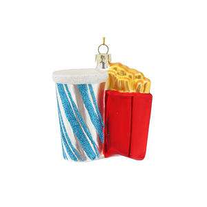 Nieuw Ontwerp Geblazen Glas Handwerk Kerstboom Ornamenten-Burger En Friet Set Voor Eetkamer Huisdecoratie - Product Image 5