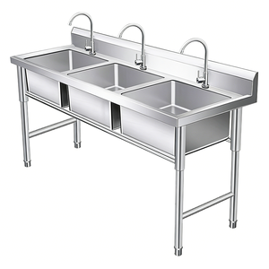Pia Tripla de Aço Inoxidável 201304 Direto da Fábrica na China, Pia Grande para Buffet e Restaurante - Product Image 2