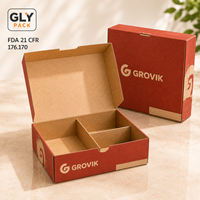Caja de Comida Rápida Corrugada Personalizada con Compartimentos para Hamburguesas, Papas Fritas y Pollo Frito, Empaque Desechable Ecológico