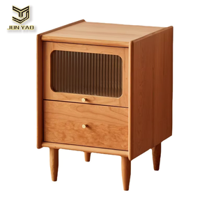 Scandinavian Modern Mini Bedroom Side Cabinet Solid Japanese Cherry Oak <strong>Bedside</strong> <strong>Table</strong> Storage for Small Spaces Home Furniture - Product Image 1