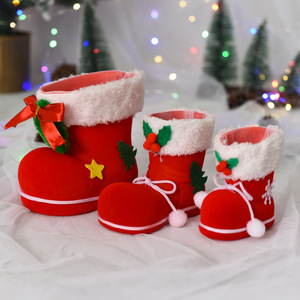 Décorations de Noël Bottes de Noël sac cadeau Boîte à bonbons Bottes floquées petit sac de bonbons cadeau pour enfants - Product Image 2