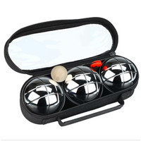 Vente en gros de boules de pétanque en métal argenté portables, durables, avec logo personnalisé, sac de sport d'extérieur, 3 boules, certifiées EN71 et BSCI