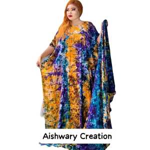 Venta caliente Casual elegante Kaftan vestido para mujer manga femenina Tie Dye estampado transpirable vestido largo para otoño - Product Image 2