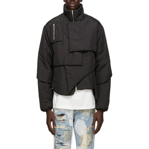 OEM Custom Long Sleeve Cotton <strong>Padded</strong> Coat Winter Warm Asymmetric Paneled Windproof <strong>Waterproof</strong> Nylon Puffer Coat <strong>Jacket</strong> for Men - Product Image 1