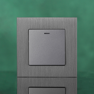 Moderno interruttore a parete decorativo piastra nero grigio oro spazzolato in alluminio LED indicatore di presa elettrica elegante decorazione per la casa - Product Image 1