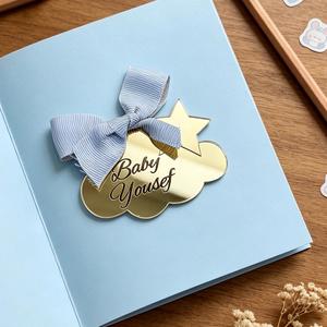 Étiquette personnalisée gravée au laser en acrylique pour décoration de baby shower, thème nuage, cartes de faveurs, fête des mères, Noël - Product Image 5