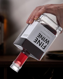 Hình Vuông 250Ml 500Ml 750Ml Chai Thủy Tinh Với Gỗ Tối Bar Top Nút Chai Mũ Bán Buôn - Product Image 5