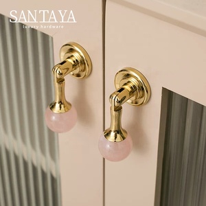 Santaya PVD 金铜黄铜拉手 厨房橱柜拉手 卧室衣柜抽屉把手 家具挂件水晶拉手 - Product Image 3