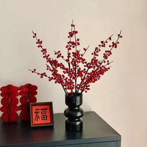 Vase en verre de style chinois avec motif de fruits de la fortune artificiels pour décorations de mariage et de maison neuve - Product Image 3