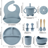 Ensemble d'alimentation pour bébé en silicone de qualité alimentaire sans BPA, écologique, avec assiette à ventouse, bol, tasse à paille et bavoirs pour les repas des enfants