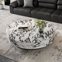 Table basse ronde minimaliste en marbre avec structure en métal pour hôtel et maison