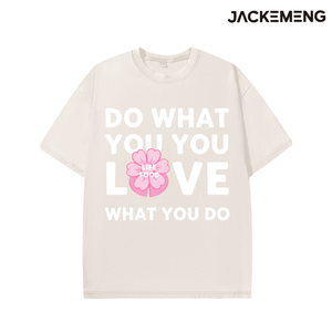 T-shirt Oversize in Cotone Lavato Morbido con Stampa Floreale e Citazione a Tema Cibo 'Do What You Love Life' Stile Retrò Casual Magazzino USA - Product Image 3