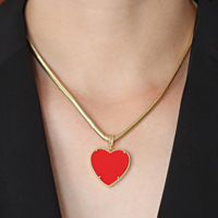Collier Pendentif Cœur en Cuivre Plaqué Or Noir Vert Blanc Rouge pour Femme, Vente en Gros, Personnalité Féminine