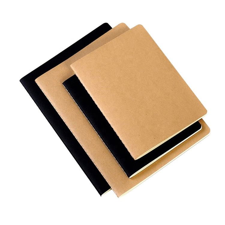 Taccuino di carta nero personalizzato cucire rilegatura taccuino carta Kraft formato A5 blocco Note marrone 30 fogli materiale cartaceo stampato 500 pezzi