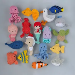 Ubur-ubur Laut Hewan Bayi Hadiah Rattel Buatan Tangan Crochet Ikan Laut Baby Shower Mainan Kustom
