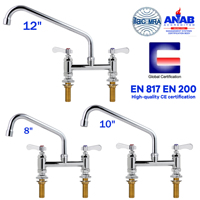 Robinet de lavabo commercial et industriel pour salle de bain et cuisine, en laiton chromé de haute qualité SS304, à double poignée, à montage sur comptoir, OEM ODM