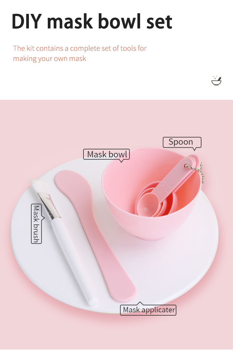 Lameila 6 in 1 plastic DIY face mask mixing bowl set with spatula spoon brush custom cosmetic facial mask bowl set 9064