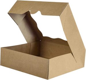 Cajas de Panadería Marrones de 10"x10"x3" con Ventana de PVC para Pasteles y Galletas, Caja Grande de Papel Kraft Natural - Product Image 4