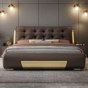 Üst Düzey Modern Minimalist Lüks Yatak, Yumuşak ve Rahat, Ana Yatak Odası Çift Kişilik Yatak, Ana Yatak Odası Düğün Yatağı - Product Image 3