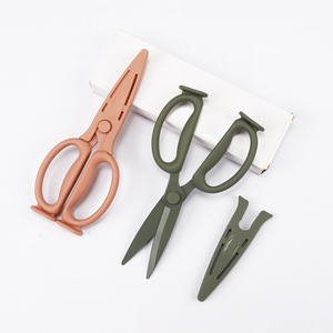 Ciseaux en acier inoxydable orange et vert, pour la maison, la cuisine, le bureau, avec étui de sécurité, fournitures scolaires - Product Image 1