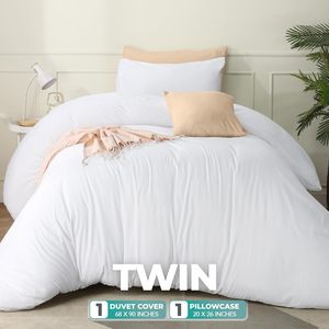 Parure de lit Yintex OEM ODM 2 pièces avec housse de couette et taies d'oreiller en microfibre brossée douce, blanc uni, taille double, certifiée Oeko-Tex, pour dortoir et maison - Product Image 2