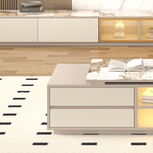 2023 Bắc Âu Sang Trọng Có Thể Điều Chỉnh Bằng Đá Cẩm Thạch TV Đơn Vị Tủ Hiện Đại TV Đứng Và Bàn Cà Phê Với Ngăn Kéo Cho Phòng Khách Đồ Nội Thất - Product Image 5