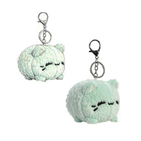 Porte-clés en peluche chat Kawaii, chat calico, breloque de sac, accessoire de sac à dos avec mousqueton amovible, logo personnalisé
