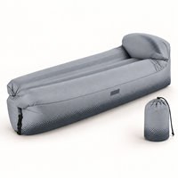 Canapé-lit gonflable avec côtés surélevés et coussin de tête intégré, chaise longue de camping portable pour une personne, pour marque privée