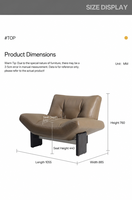 Fauteuil de détente moderne et minimaliste avec revêtement en cuir pleine fleur et base en bois massif