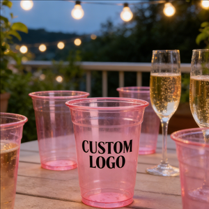 Gobelets à vin en plastique rose de 24 oz avec couvercles et pailles, fournitures de fête jetables pour la dégustation du vin - Product Image 6