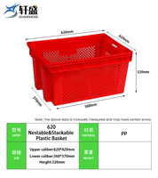 Caisses en plastique empilables fabriquées avec un design en maille ventilée pour le stockage et le transport des fruits et légumes
