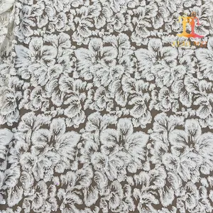 Novo estilo flor lantejoulas bordado nupcial couture frisado tecido rendas XM-BF0636