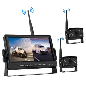 Monitor mobil Digital, layar Split IPS tampilan belakang mobil sistem mundur kamera Monitor 7 "nirkabel 2ch/saluran ganda