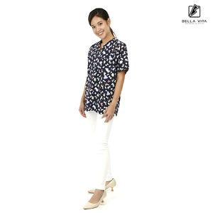 เสื้อสครับสำหรับคอวีสีดำเกรดโรงพยาบาลทำจากผ้าฝ้ายเนื้อนุ่มพิมพ์ลายการออกแบบลาย Meow โดย Bella Vita แบรนด์ - Product Image 2